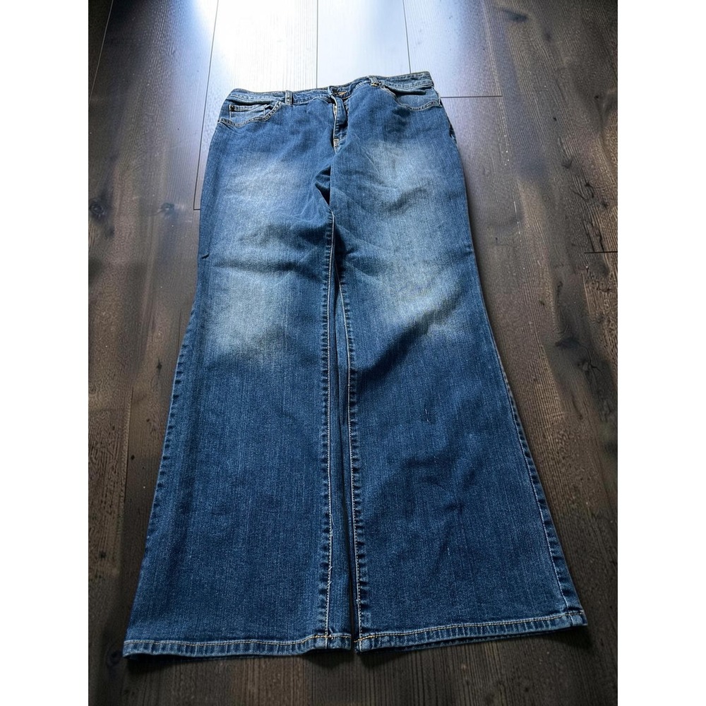 Merona Wide Leg Jeans Women 16W Blue Denim Stretch Flare Boho Y2K Retro Casual